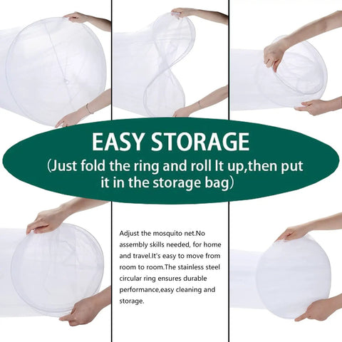 Instructions for storing Ultra Fine Dome Mosquito Net Bed Canopy For Kids And Adults Ceiling Mounted White Princess Style Net Tent 300 Mesh.