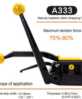 Heavy Duty Steel Strapping Tool A333 Stainless Manual Banding Machine with tension levers and application details