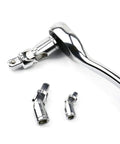 Heavy Duty Universal Joint Set With Flexible Ratchet Extension Bars In Quarter Inch Three Eighth And Half Inch Drive Chrome Vanadium Steel showing joint sockets and ratchet handle.