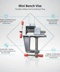Rock Solid Portable Aluminum Bench Vise for Small Parts Desktop Clamp for Drilling and Filing Hands Free Stability to Lock Tiny Pieces in Place Handy Compact Vise Clamp for Precise Work, mini bench vise, aluminum alloy, desktop clamp