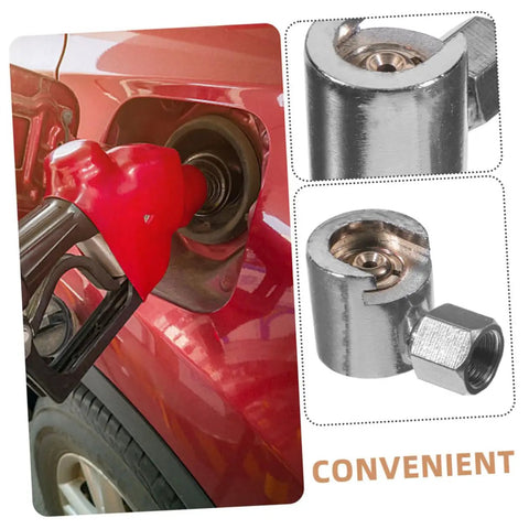 2 Piece Silver Button Head Grease Coupler Set For Iron And Zinc Alloy Nozzles next to gasoline nozzle in car
