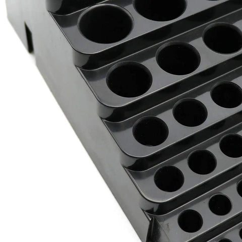 Side view of All In One CNC Tool Storage Case with organized slots for milling cutters, drill bits, and reamers, made of durable PP material.