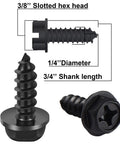 Diagram of 50 Piece Black License Plate Screws And Frame Fasteners Kit For Easy No Fuss Mounting Of Plates Frames And Covers Durable Steel Construction For Cars And Trucks showing size details.