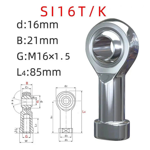 Built Tough 304 Stainless Steel Rod End Bearings For Real Smooth Linkage Motion Hella Durable Precision Threads Ideal For Automation Gear And Custom Machinery Mods Set Of One Or Five, 16mm diameter, 85mm length.