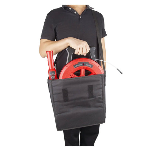 Built Tough Wireless Stud Finder And Wall Scanner with waterproof probe in a carrying bag, highlighted for easy transport.