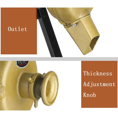 Close-up of outlet and thickness adjustment knob on High Power 3500W Grain Mill Grinder For Dry And Wet Grinding