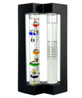 Dope Desktop Weather Station With Galileo Thermometer And Fitzroy Storm Glass Predictor, Matte Black Finish, Five Multicolor Spheres