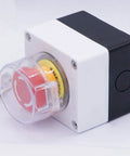 22mm Emergency Stop Push Button Switch With Red Mushroom Latching Design Station Box Cover 2 NC 10A 440V Key Lock Stop Box