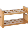 Bamboo Test Tube Shot Glass Rack With Built In Handle 12 Tube Capacity Rack Only Glass Tubes Not Included