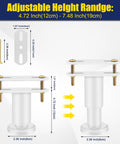 Total Game Changer Adjustable Metal Bed Legs In Crisp White Set Of Six Hella Sturdy swivel furniture supports showing adjustable height range.