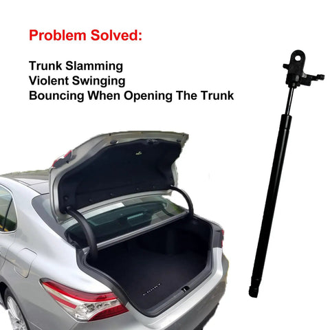 Top Shelf Heavy Duty Trunk Lid Lift Support Strut For Toyota Camry with trunk open, showing strut and cargo area.