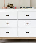 White dresser with 10 Pack Matte Black and Champagne Bronze Knurled Cabinet Knobs and Drawer Pulls, solid aluminum and zinc alloy hardware.