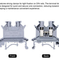 Front and back view of 20 Pack Rail Mount Screw Terminal Blocks With Fuse Holder And Wire End Brackets Stopper Din Rail Compatible For DIY Electronics Circuits Machines And Appliances Durable PA66 Housing Copper Alloy Nickel Plated Screws