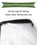 12 PVC bags for Fishing Tackle Binder Lure Storage Bag for Soft Baits Rigs and Jigs Easy Carry Lightweight 9.5 x 8.3 Inches