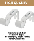 Heavy Duty Adjustable Curtain Rod Brackets 2 Pack White Iron Wall Bracket Projects Four To Ten Inches Rustproof Hardware For Window Drapes showing thick white metal design.