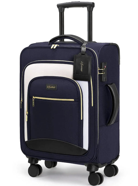 Flight Ready Carry On Luggage 22x14x9 Inches Airline Approved Softside 20 Inch Spinner Wheels With TSA Lock Ultra Lightweight Travel Case