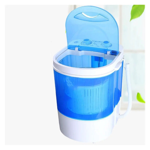 Portable Mini Washing Machine Semi Automatic Compact Washer Spinner with blue lid, ideal space saving laundry appliance for RV and camping.