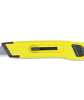 Light Duty Utility Knife With Retractable Blade Yellow Built For Quick Easy Cuts Includes Five Heavy Duty Blades And Patented Snap Closure