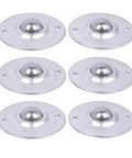 Heavy Duty 1 Inch Ball Transfer Bearings Set Of 6 With 360 Degree Rotation 2 Hole Flange Mount Carbon Steel Caster Rollers