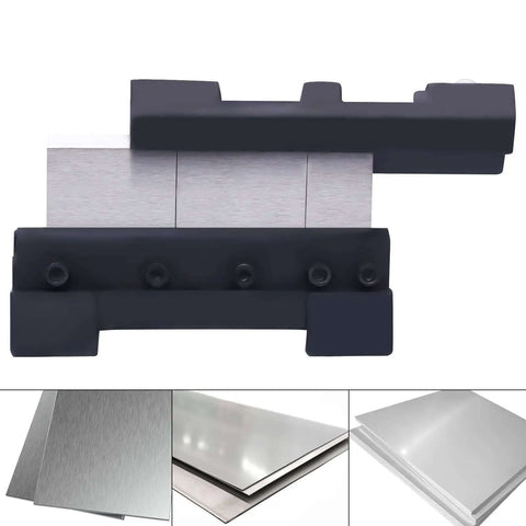 Magnetic Vise Mount Brake Bender for metalworking, showing heavy-duty cast steel tool bending steel, copper, and aluminum sheets up to 6in width.