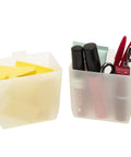 Durable Plastic Bin Cup Storage for Sorting Small Parts in Shelf Bins Two Inch by Three and One Quarter Inch by Three Inch White