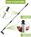 Instructions for assembling Beast Of A Heavy Duty Garden Hoe With Long Handle For No Sweat Weeding And Tilling, showing handle attachment.