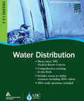Book cover for Water Distribution, Grades I & II (Water System Operations); blue water imagery with a green title band.