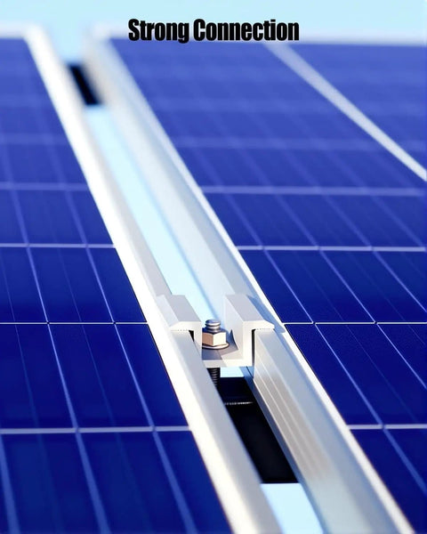 Close-up of 20 Pack Solar Panel Clamps For Unistrut Rails And Wide PV Mounts, Mid Mount Bracket with bolt on solar panels.