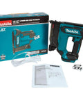 Cordless 18V LXT 23 Gauge Pin Nailer Pro Grade with box, goggles, and manual for woodworking trim and finish