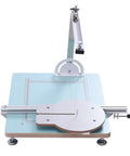 Workhorse 72W Hot Wire Foam Cutter Table Tool for Styrofoam, adjustable wire arm, blue top, stainless steel frame, front view.