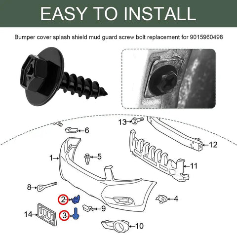 Badass 10 Piece Fender Liner Screws And Bumper Retainer Clips Rock Solid Steel Mud Guard Fasteners For Most Cars showing screw bolt for easy installation.