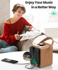 3.5mm To RCA Audio Cable 6.6 Feet 2RCA Male To Aux Adapter For Crisp HiFi Sound, Great For Plugging Your Phone Or Tablet Into Home Theater, Speaker System, Or Car Stereo Perfect For Any Setup At Home Or On The Road. Phone connected to portable speaker with 3.5mm to RCA cable