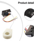 High Precision Dc Voltage And Current Meter With Hall Effect Sensor and Smart Alarm System Dual Digital Display side view with wiring details.