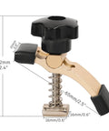 Diagram of Two Pack Mini Hold Down Clamps Kit for CNC Routers 2.5” x 0.8” x 2.4", showing detailed measurements and components.