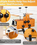 Slab Flattening Router Sled, 58 Inch Adjustable Planing Jig For Woodworking, pro-grade orange leveling tool with adjustment knobs.