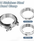 Two Piece V Band Clamp With Flange 3.75 Inch Stainless Steel Exhaust Clamp Kit For Auto Vehicles M8x95 Bolts stainless view