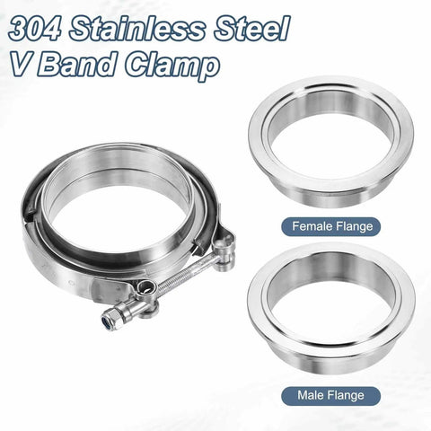 Two Piece V Band Clamp With Flange 3.75 Inch Stainless Steel Exhaust Clamp Kit For Auto Vehicles M8x95 Bolts stainless view