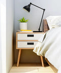 Nightstand with Two Pack Black Recessed Door Pull Handles for Cabinets, Drawers, Sliding Doors, Wardrobes, and Furniture Hardware