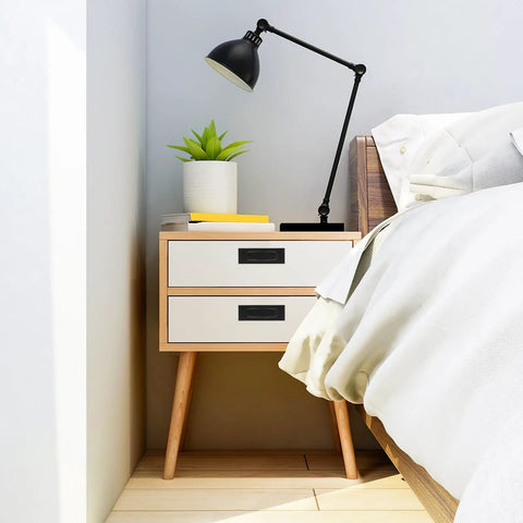 Nightstand with Two Pack Black Recessed Door Pull Handles for Cabinets, Drawers, Sliding Doors, Wardrobes, and Furniture Hardware