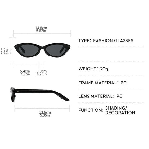 Women Cat Eye Sunglasses UV400 Protection Modern Retro Shades with polycarbonate frame and lenses, side view, 20g weight