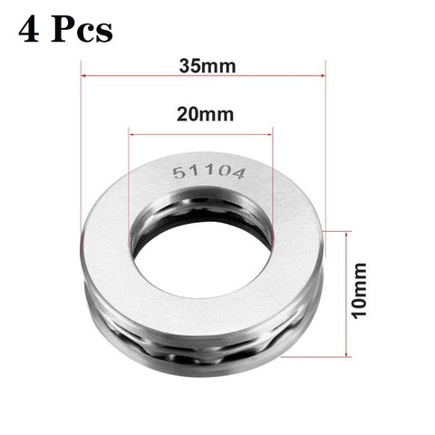 4-pack 51104 thrust ball bearings, steel, 20x35x10 mm, single row