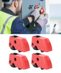 Technician uses Circuit Breaker Lockout Kit 10 Pieces for Industrial and Automotive Safety Lock Box Tagout on control panel.