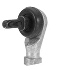 Rock Solid M10 Male Ball Joint Rod End Bearing With 10mm Bore And 90 Degree Pivot for shop grade linkages, smooth steel finish.