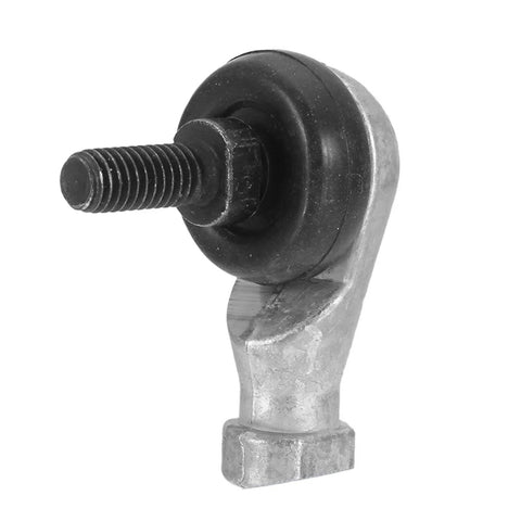 Rock Solid M10 Male Ball Joint Rod End Bearing With 10mm Bore And 90 Degree Pivot for shop grade linkages, smooth steel finish.
