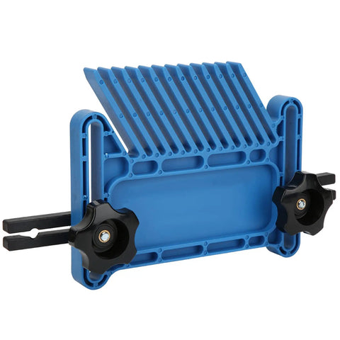 Heavy Duty Two Piece Table Saw Featherboard Set Woodworking Kickback Guard in blue plastic for stable cutting and routing.