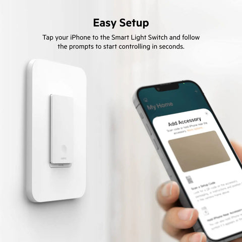 Thread Enabled Smart Light Switch For Apple HomeKit With Siri Control, 3 Way And Single Pole Compatibility installation via iPhone
