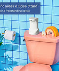 Touchless Toilet Paper Foam Dispenser Kit Turns Regular Toilet Paper Into Flushable Wipes Wall Mounted Convenience For Sensitive Skin Plumbing And Septic Safe Home Upgrade on pink toilet tank with base stand