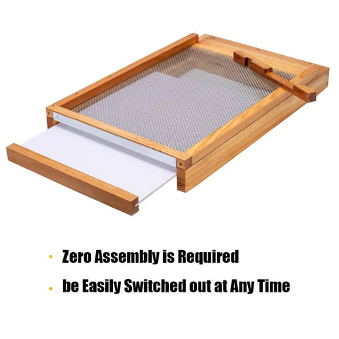 Screened Beehive Bottom Board With 100 Percent Beeswax Dip, 10 Frame Solid Wood Construction, shown at an angle