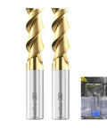 Front view of two SPEED TIGER carbide square-nose end mills, ZrN-coated, 1/4" shank, 2-flute.