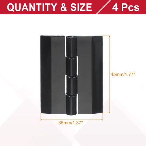 Rock Solid Acrylic Piano Hinges For Cabinet And Furniture Dead Easy Install Continuous Folding Design Compact 45X35MM Size, 4 pieces displayed.